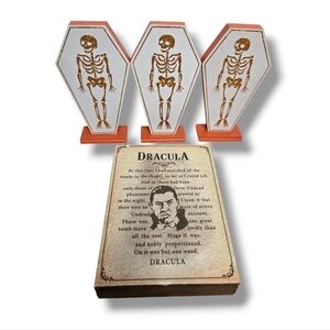 NEW Ashland Hippie‎ Hallow orange glitter skeletons and wooden Dracula art decor